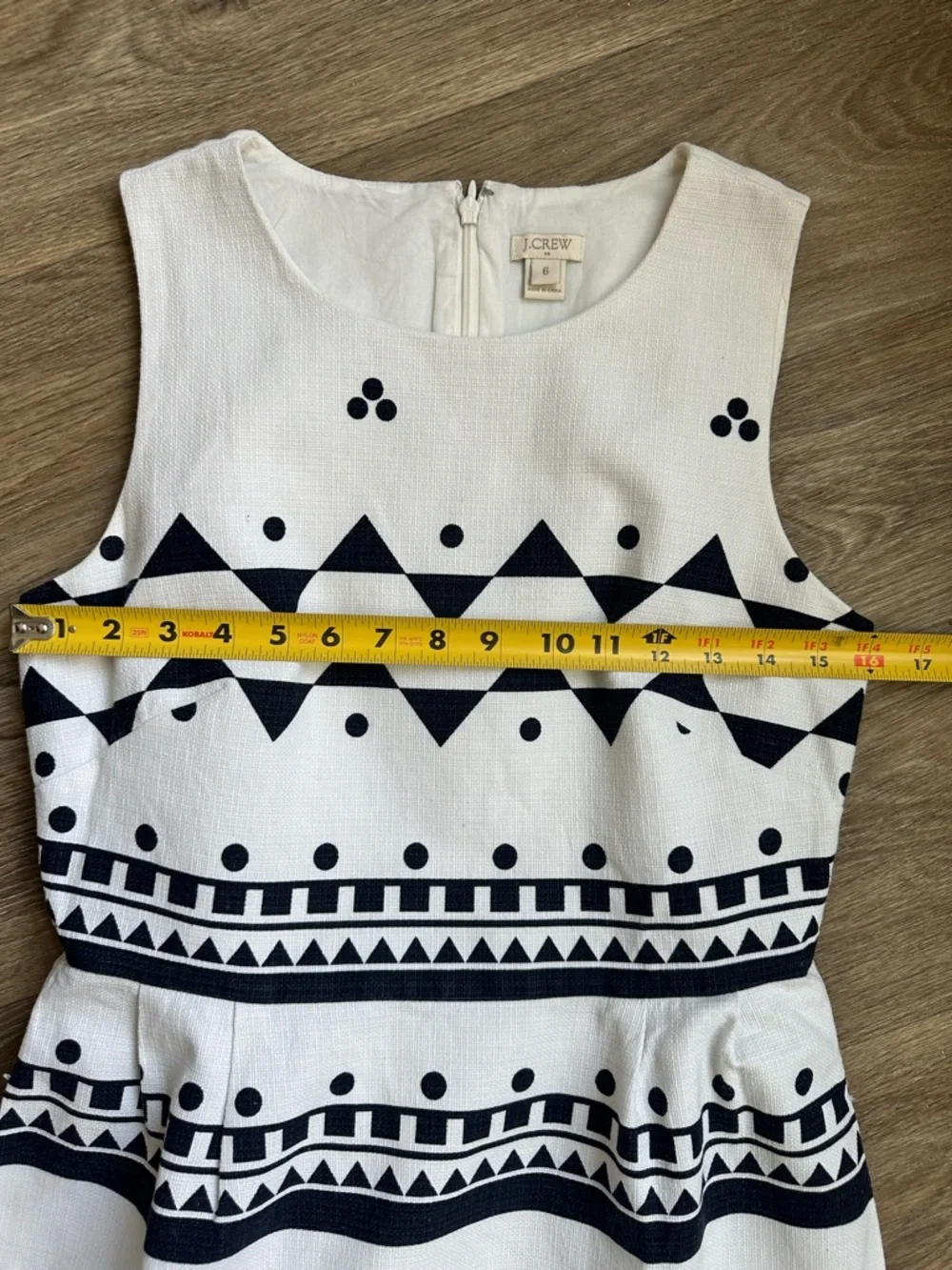 J.Crew Sleeveless Sheath Dress Size 6‎ Black White Geometric Print Career Chic